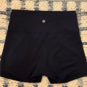Navy lululemon 4 in biker shorts